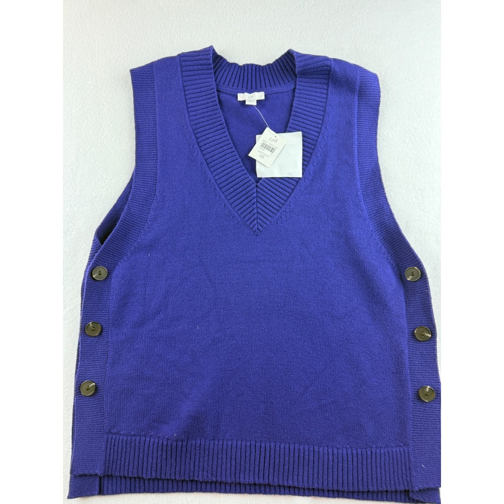 J.Jill Sweater Vest Womens XS Button Up Sleeveless Knit Top‎ Blue Purple